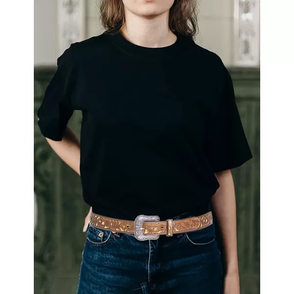 TOPACC Western Belts for Women Men with Buckle Cowboy Cowgirl Country Belt for Jeans PantsDbrown