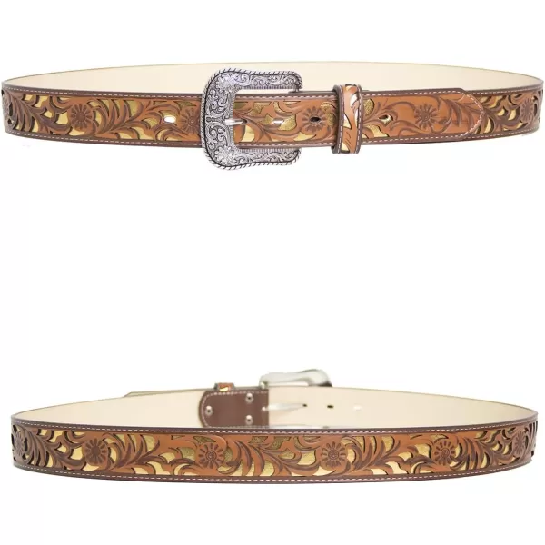 TOPACC Western Belts for Women Men with Buckle Cowboy Cowgirl Country Belt for Jeans PantsDbrown