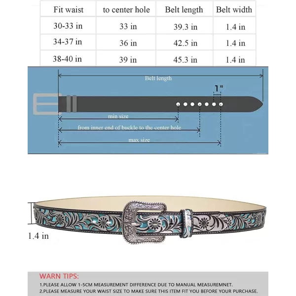 TOPACC Western Belts for Women Men with Buckle Cowboy Cowgirl Country Belt for Jeans PantsEsilver