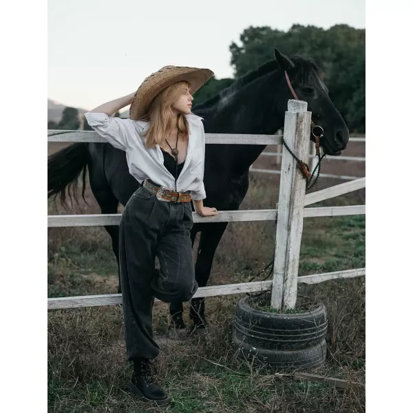 TOPACC Western Belts for Women Men with Buckle Cowboy Cowgirl Country Belt for Jeans PantsGbrown
