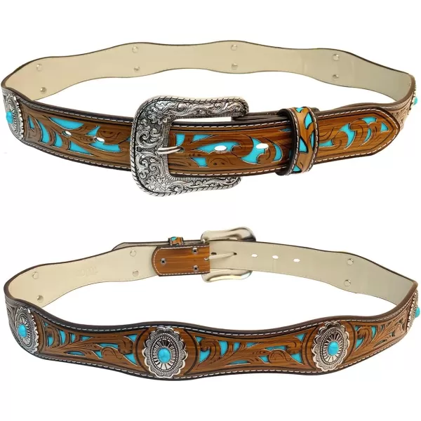 TOPACC Western Belts for Women Men with Buckle Cowboy Cowgirl Country Belt for Jeans PantsGbrown