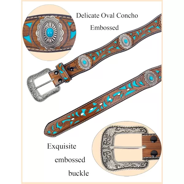 TOPACC Western Belts for Women Men with Buckle Cowboy Cowgirl Country Belt for Jeans PantsGbrown