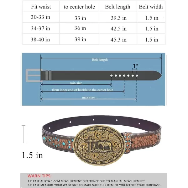 TOPACC Western Belts for Women Men with Buckle Cowboy Cowgirl Country Belt for Jeans PantsJbronze