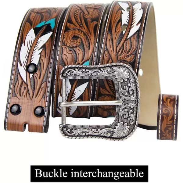 TOPACC Western Belts for Womens Mens Cowgirl Cowboy Country Belts with Buckles for Jeans Pants RodeoAbrown