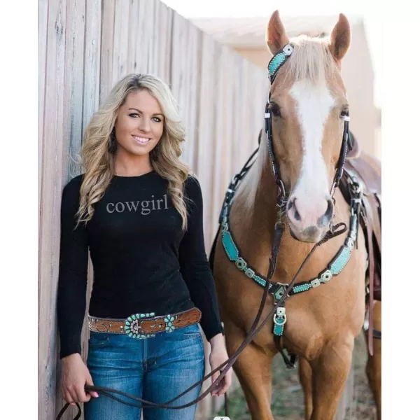 TOPACC Western Belts for Womens Mens Cowgirl Cowboy Country Belts with Buckles for Jeans Pants RodeoCturquoise