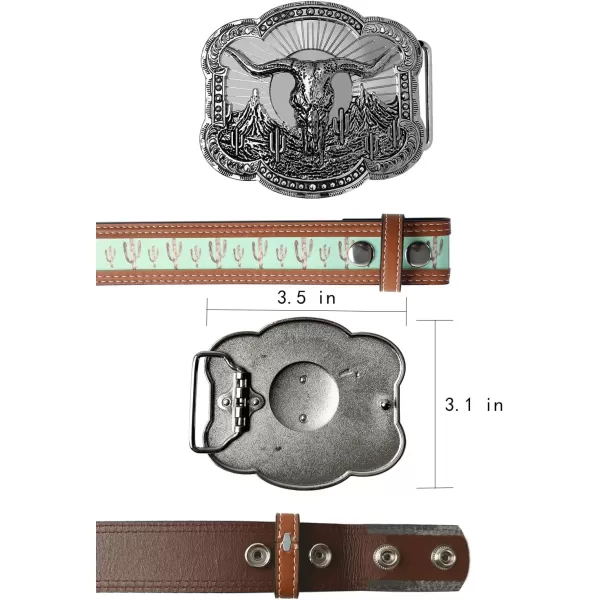 TOPACC Western Belts for Womens Mens Cowgirl Cowboy Country Belts with Buckles for Jeans Pants RodeoFgreen