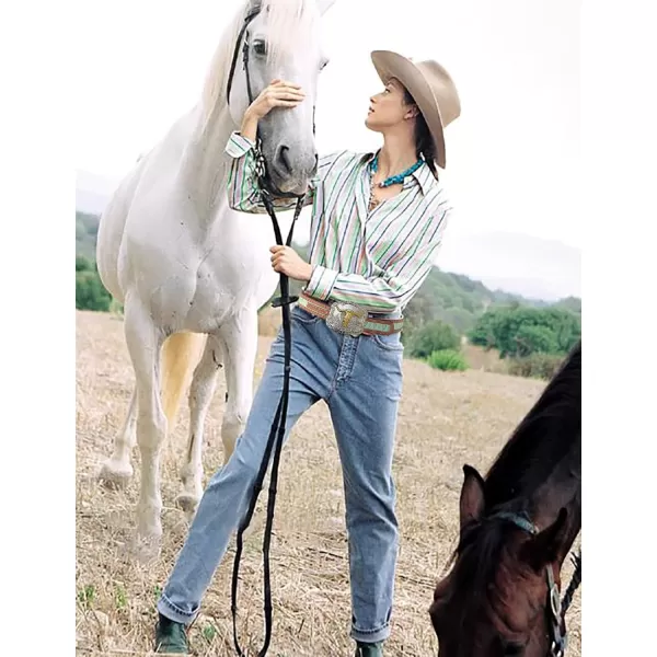 TOPACC Western Belts for Womens Mens Cowgirl Cowboy Country Belts with Buckles for Jeans Pants RodeoHgreen
