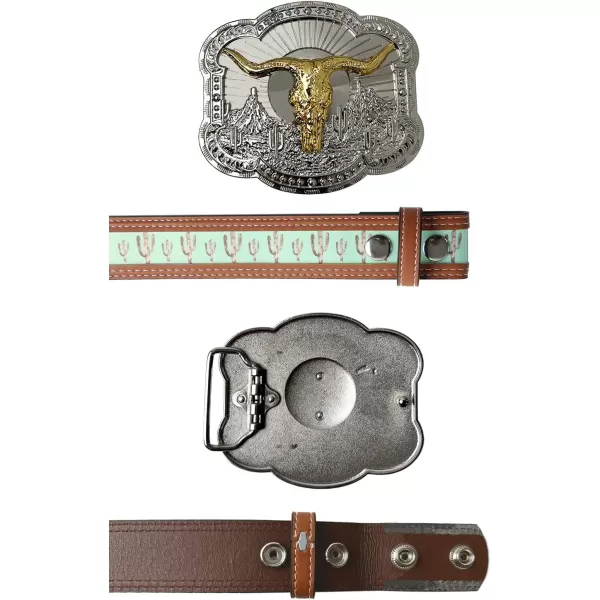 TOPACC Western Belts for Womens Mens Cowgirl Cowboy Country Belts with Buckles for Jeans Pants RodeoHgreen