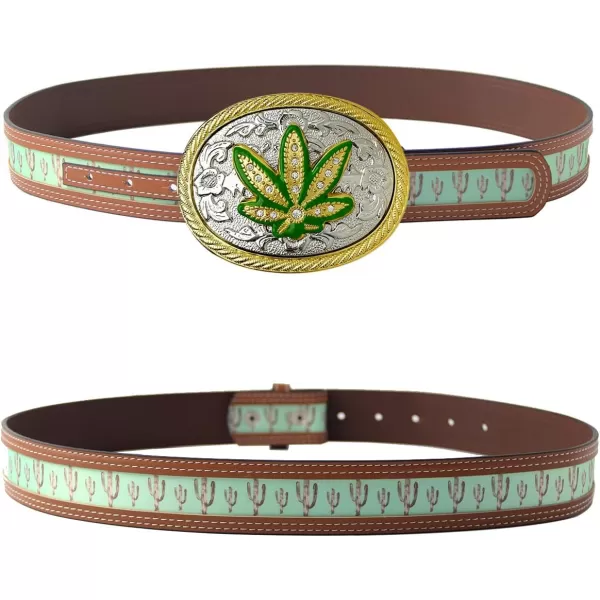 TOPACC Western Belts for Womens Mens Cowgirl Cowboy Country Belts with Buckles for Jeans Pants RodeoIgreen