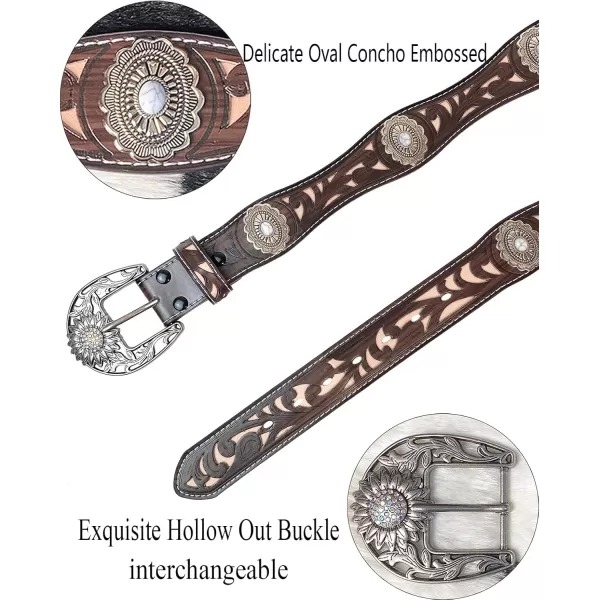 TOPACC Western Belts for Womens Mens Cowgirl Cowboy Country Belts with Buckles for Jeans Pants RodeoKpink