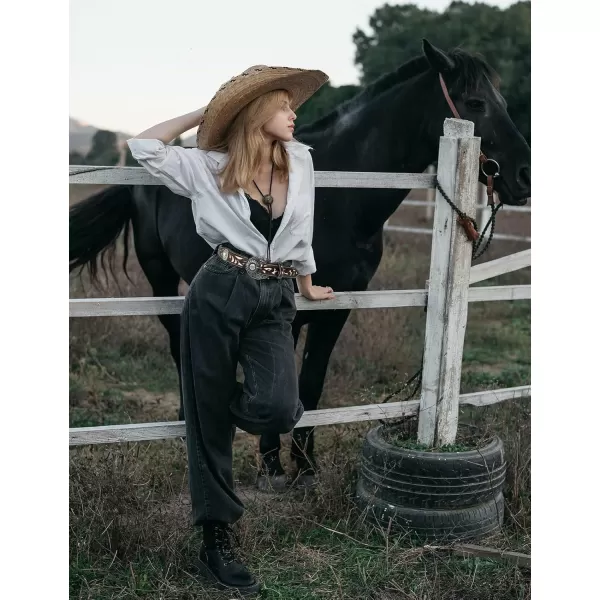 TOPACC Western Belts for Womens Mens Cowgirl Cowboy Country Belts with Buckles for Jeans Pants RodeoKpink
