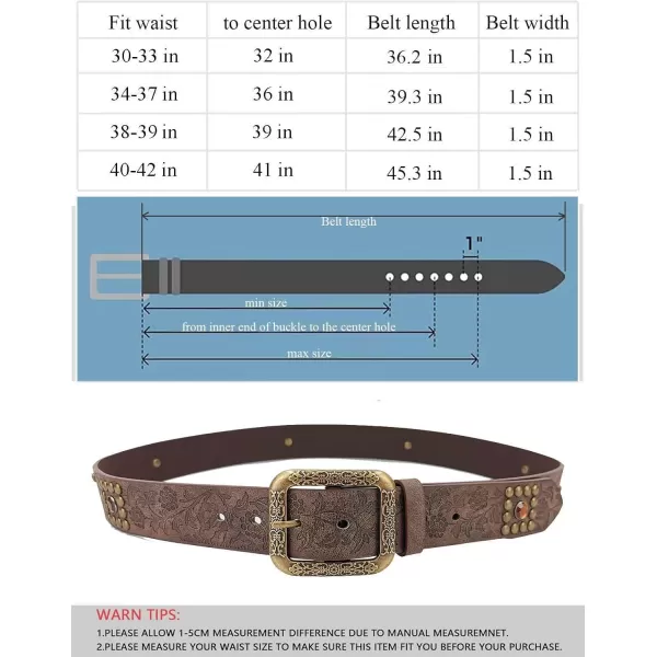 TOPACC Western Belts for Womens Mens Cowgirl Cowboy Country Belts with Buckles for Jeans Pants RodeoLbrown