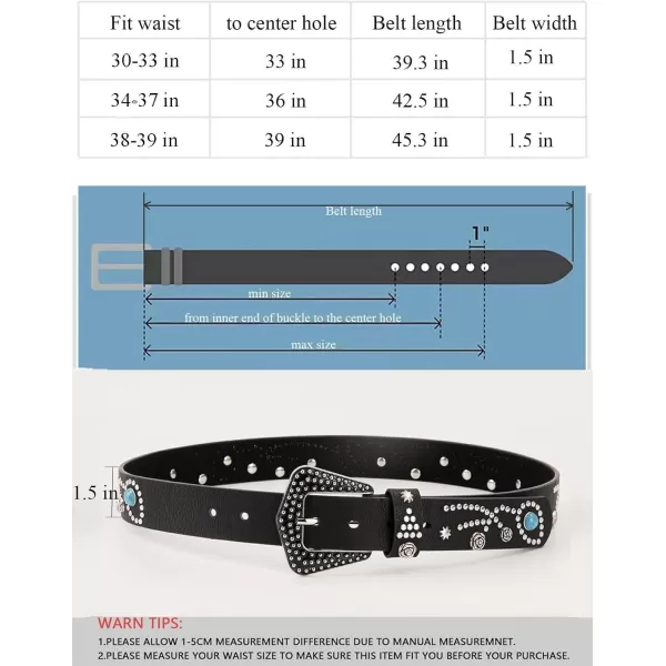 TOPACC Western Belts for Womens Mens Cowgirl Cowboy Country Belts with Buckles for Jeans Pants RodeoMblack