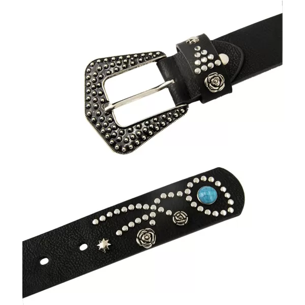 TOPACC Western Belts for Womens Mens Cowgirl Cowboy Country Belts with Buckles for Jeans Pants RodeoMblack