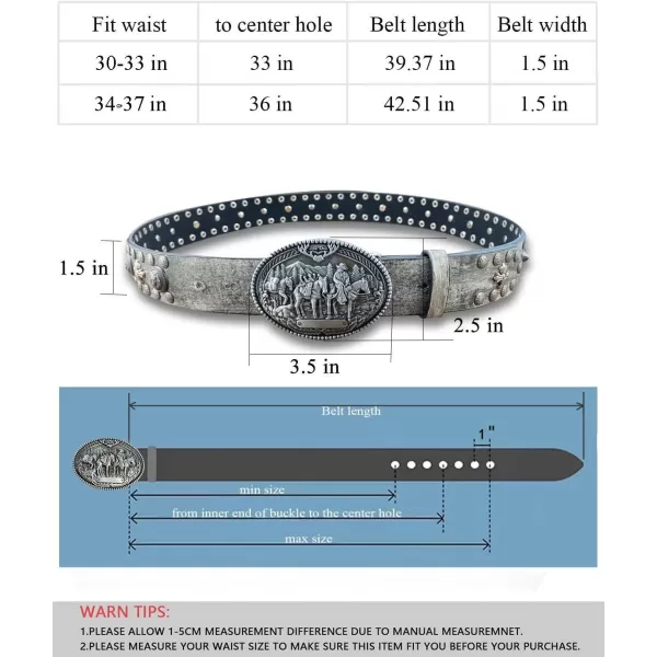 TOPACC Western Belts for Womens Mens Cowgirl Cowboy Country Belts with Buckles for Jeans Pants RodeoNsilver