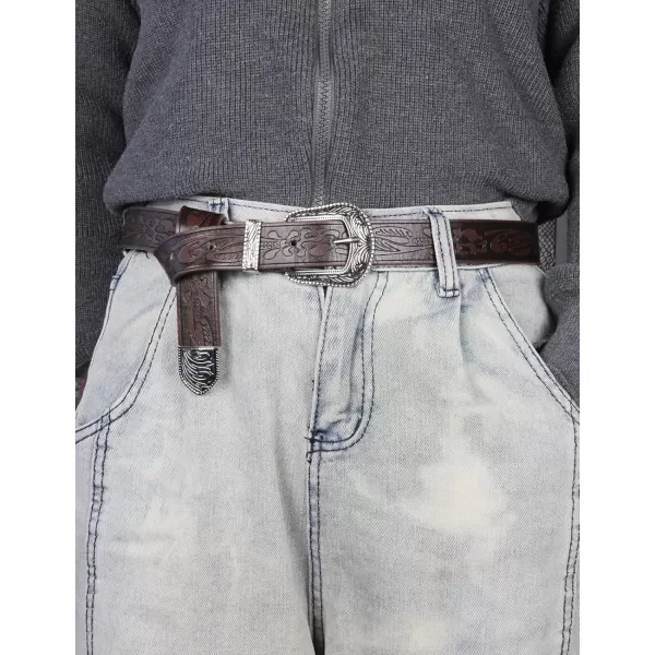 TOPACC Western Fashion Cowgirl Cowboy belts for Women Mens Jeans Pants DressesBrown102
