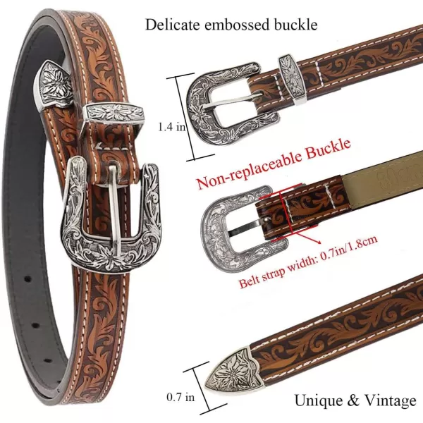 TOPACC Western Fashion Cowgirl Cowboy belts for Women Mens Jeans Pants DressesBrown148