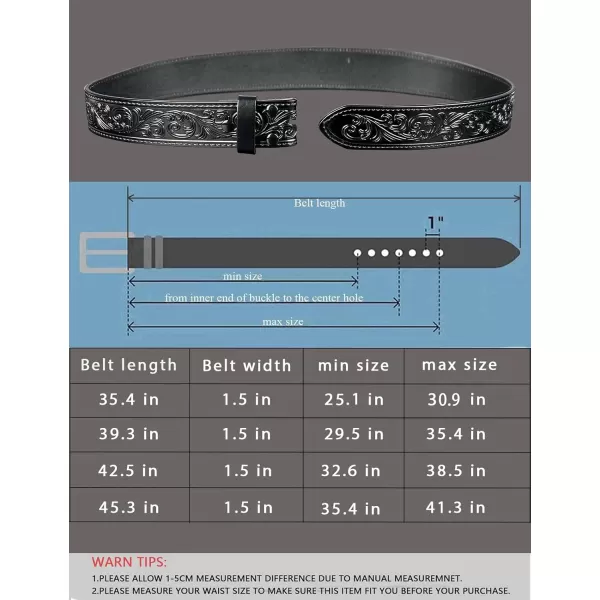TOPACC Women Men Western Belt Without Buckle Genuine Leather Belt Cowboy Cowgirl 15quot Wide with Snaps Belt for Jeans PantsBlack