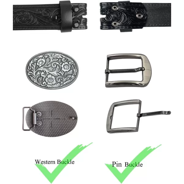 TOPACC Women Men Western Belt Without Buckle Genuine Leather Belt Cowboy Cowgirl 15quot Wide with Snaps Belt for Jeans PantsBlack