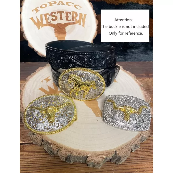TOPACC Women Men Western Belt Without Buckle Genuine Leather Belt Cowboy Cowgirl 15quot Wide with Snaps Belt for Jeans PantsBlack