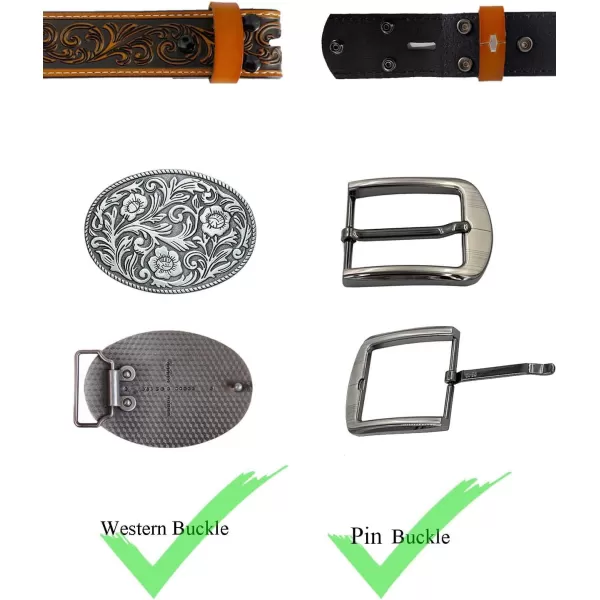 TOPACC Women Men Western Belt Without Buckle Genuine Leather Belt Cowboy Cowgirl 15quot Wide with Snaps Belt for Jeans PantsBrown
