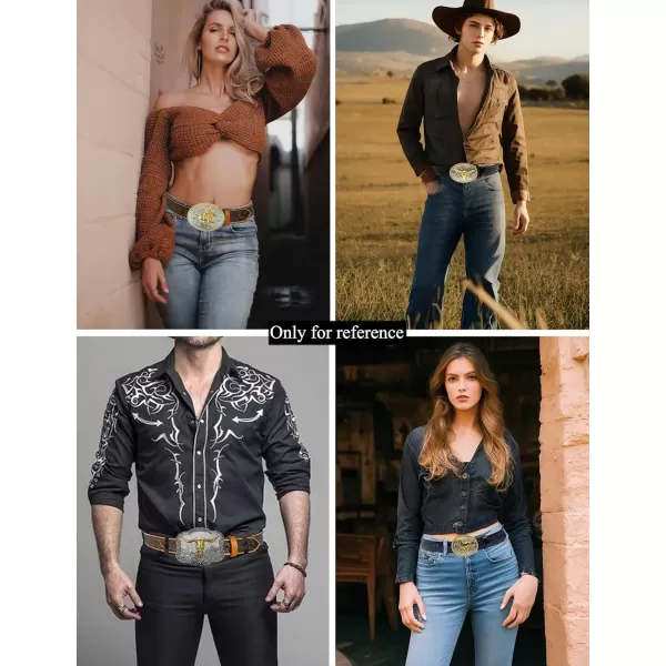TOPACC Women Men Western Belt Without Buckle Genuine Leather Belt Cowboy Cowgirl 15quot Wide with Snaps Belt for Jeans PantsBrown