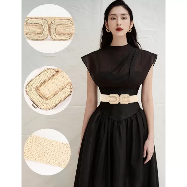 TOPACC Womens Fashion Elastic Belt for Dress Stretchy Wide Waist Cinch BeltBeige76