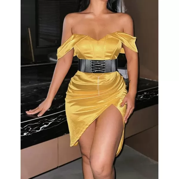 TOPACC Womens Fashion Elastic Belt for Dress Stretchy Wide Waist Cinch BeltBlack54