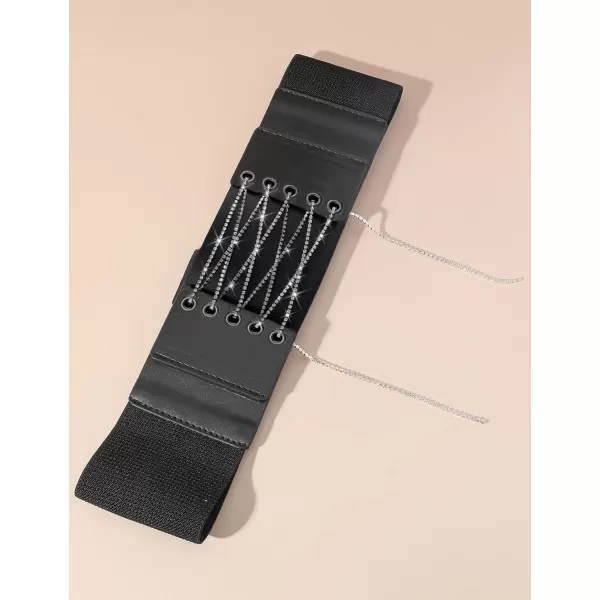 TOPACC Womens Fashion Elastic Belt for Dress Stretchy Wide Waist Cinch BeltBlack54