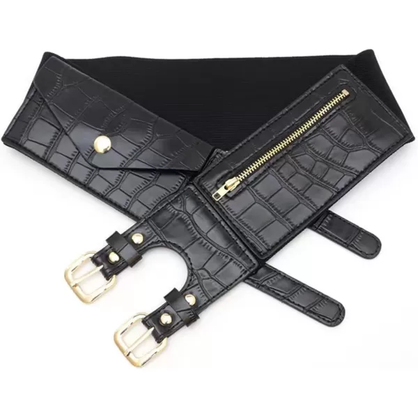 TOPACC Womens Fashion Elastic Belt for Dress Stretchy Wide Waist Cinch BeltBlack79