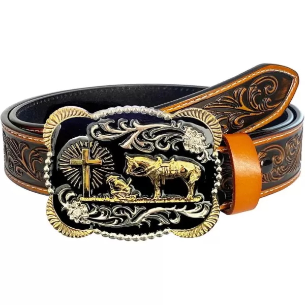 TOPACC Genuine Leather Western Belts for Womens Mens Cowboy Cowgirl Country Rodeo Buckle Belt Jeans Pants DressesGenuine Leather01