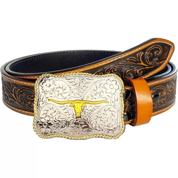 TOPACC Genuine Leather Western Belts for Womens Mens Cowboy Cowgirl Country Rodeo Buckle Belt Jeans Pants DressesGenuine Leather02