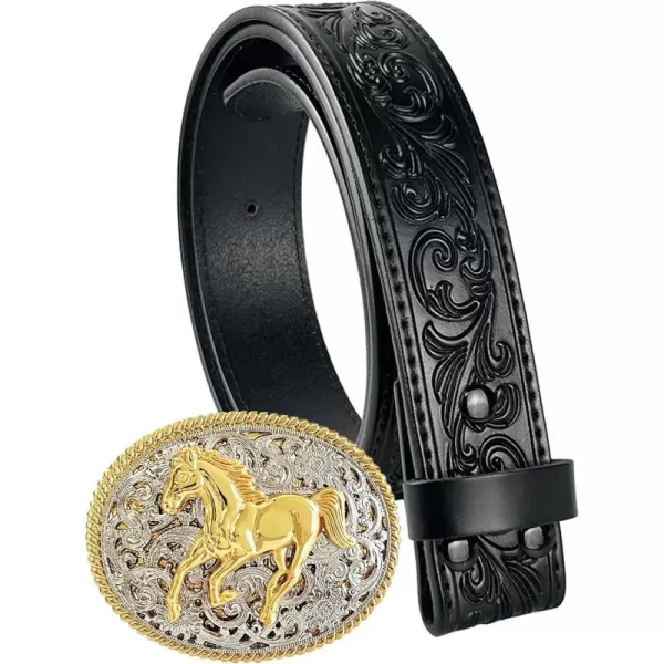 TOPACC Genuine Leather Western Belts for Womens Mens Cowboy Cowgirl Country Rodeo Buckle Belt Jeans Pants DressesGenuine Leather03