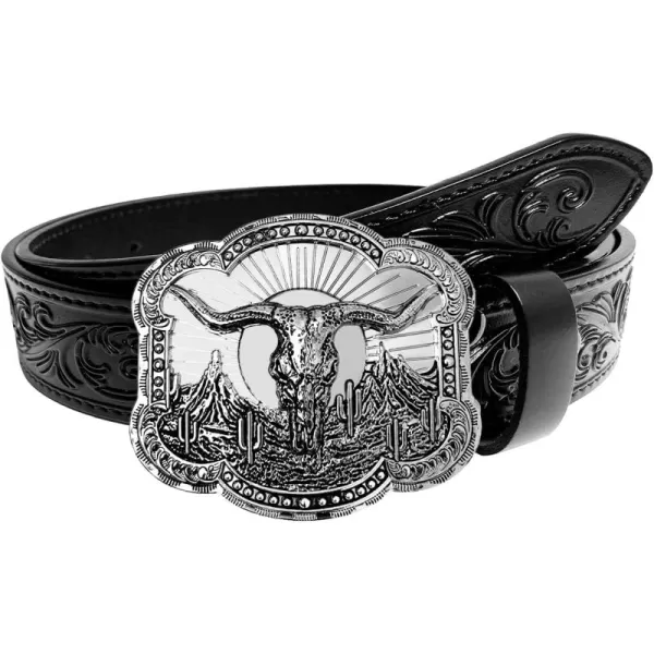 TOPACC Genuine Leather Western Belts for Womens Mens Cowboy Cowgirl Country Rodeo Buckle Belt Jeans Pants DressesGenuine Leather04