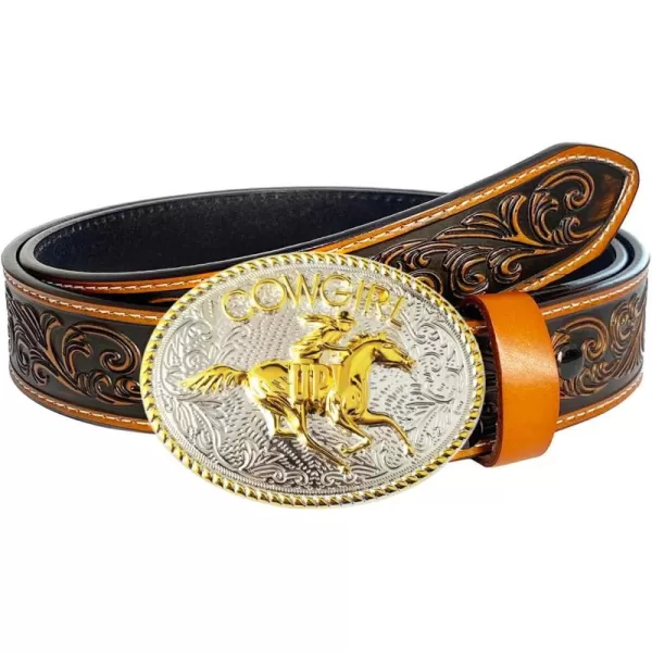 TOPACC Genuine Leather Western Belts for Womens Mens Cowboy Cowgirl Country Rodeo Buckle Belt Jeans Pants DressesGenuine Leather05