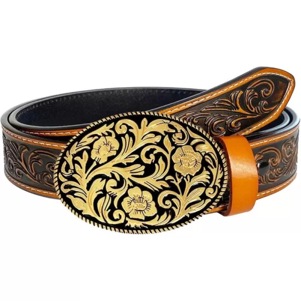 TOPACC Genuine Leather Western Belts for Womens Mens Cowboy Cowgirl Country Rodeo Buckle Belt Jeans Pants DressesGenuine Leather09