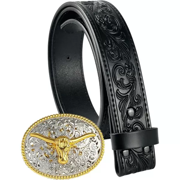 TOPACC Genuine Leather Western Belts for Womens Mens Cowboy Cowgirl Country Rodeo Buckle Belt Jeans Pants DressesGenuine Leather10