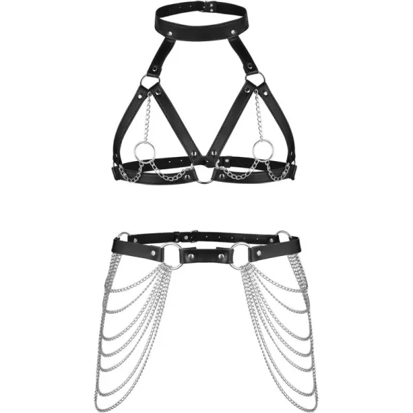 TOPACC Punk Waist Chain Belt Goth Body Harness for Women Leather Garter Gothic Belts Emo Rave Outfit CosplayBlack2a