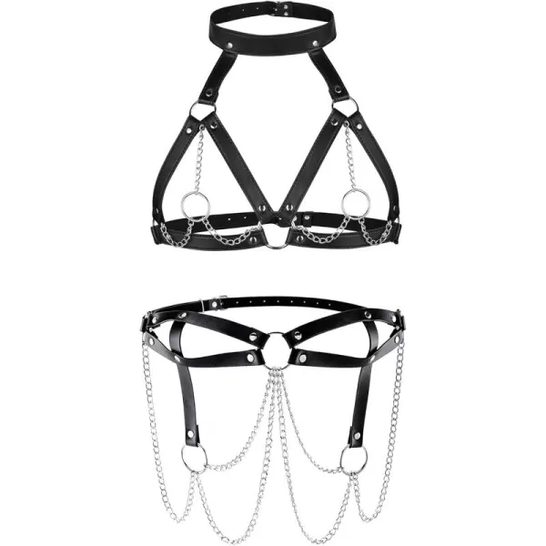 TOPACC Punk Waist Chain Belt Goth Body Harness for Women Leather Garter Gothic Belts Emo Rave Outfit CosplayBlack5