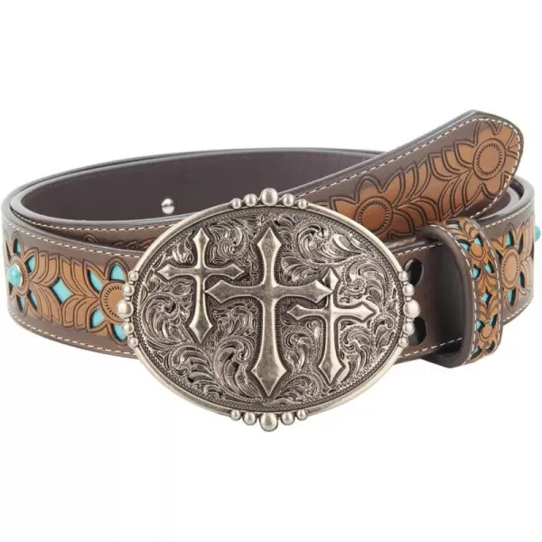 TOPACC Western Belts for Women Men with Buckle Cowboy Cowgirl Country Belt for Jeans PantsAntisilver