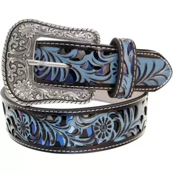TOPACC Western Belts for Women Men with Buckle Cowboy Cowgirl Country Belt for Jeans PantsCblue