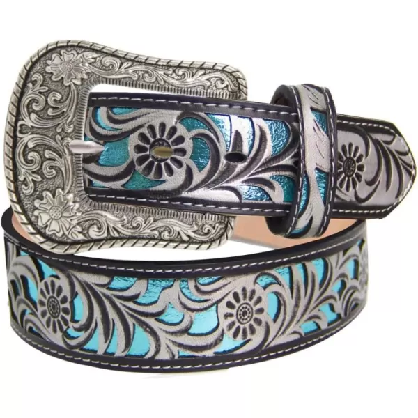 TOPACC Western Belts for Women Men with Buckle Cowboy Cowgirl Country Belt for Jeans PantsEsilver