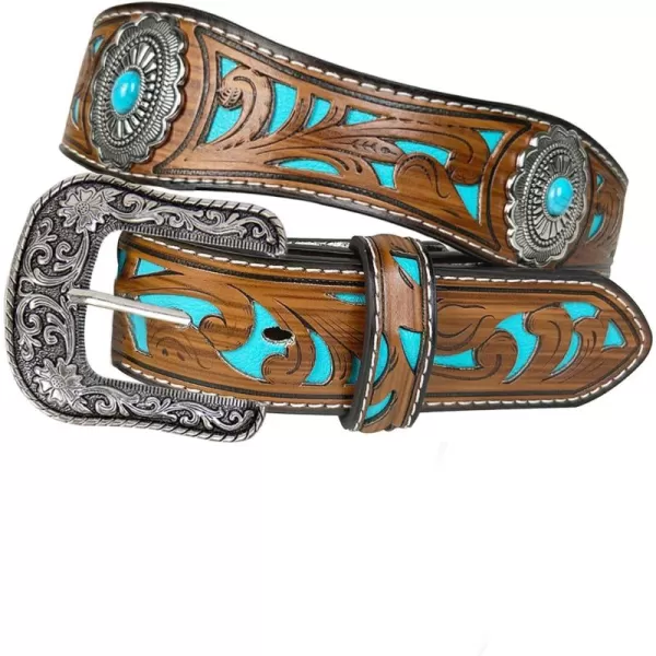 TOPACC Western Belts for Women Men with Buckle Cowboy Cowgirl Country Belt for Jeans PantsGbrown