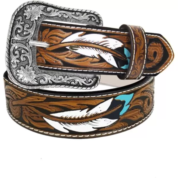 TOPACC Western Belts for Womens Mens Cowgirl Cowboy Country Belts with Buckles for Jeans Pants RodeoAbrown