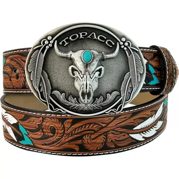 TOPACC Western Belts for Womens Mens Cowgirl Cowboy Country Belts with Buckles for Jeans Pants RodeoBbrown
