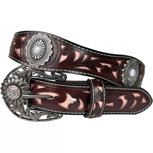TOPACC Western Belts for Womens Mens Cowgirl Cowboy Country Belts with Buckles for Jeans Pants RodeoKpink