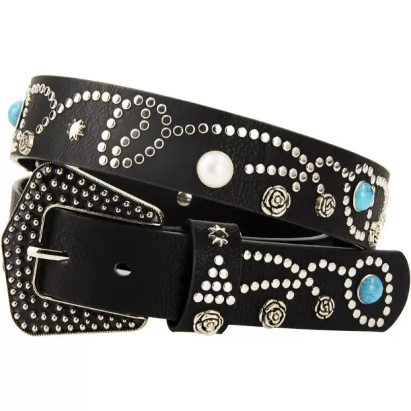 TOPACC Western Belts for Womens Mens Cowgirl Cowboy Country Belts with Buckles for Jeans Pants RodeoMblack