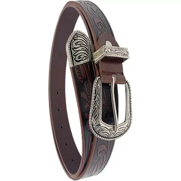 TOPACC Western Fashion Cowgirl Cowboy belts for Women Mens Jeans Pants DressesBrown102