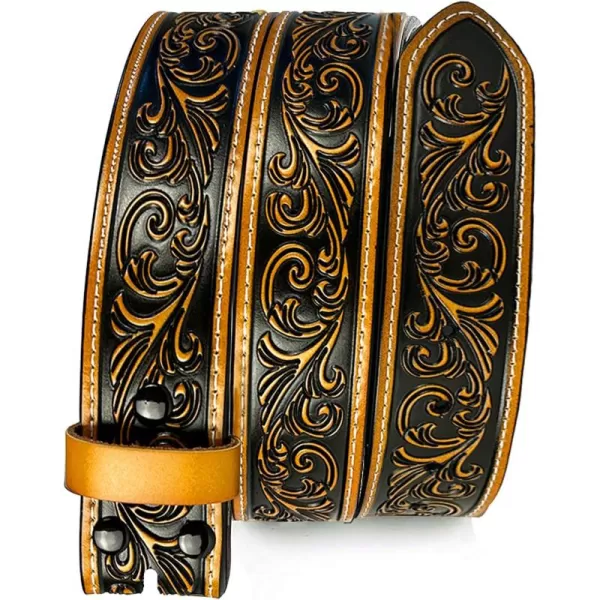 TOPACC Women Men Western Belt Without Buckle Genuine Leather Belt Cowboy Cowgirl 15quot Wide with Snaps Belt for Jeans PantsBrown