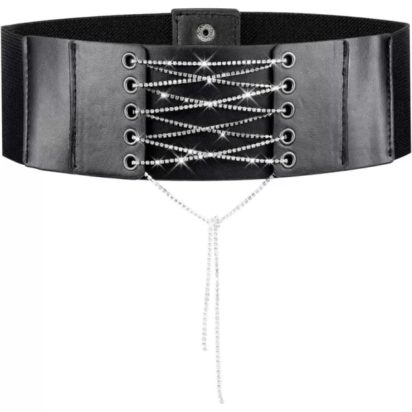 TOPACC Womens Fashion Elastic Belt for Dress Stretchy Wide Waist Cinch BeltBlack54
